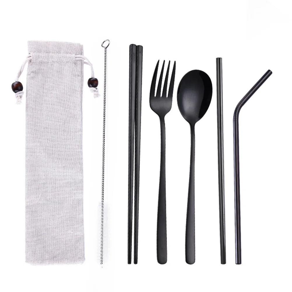 

1Set Stainless Steel Cutlery Set Portable Camping Travel Flatware for Home Kitchen Dinnerware Portable Tableware Set