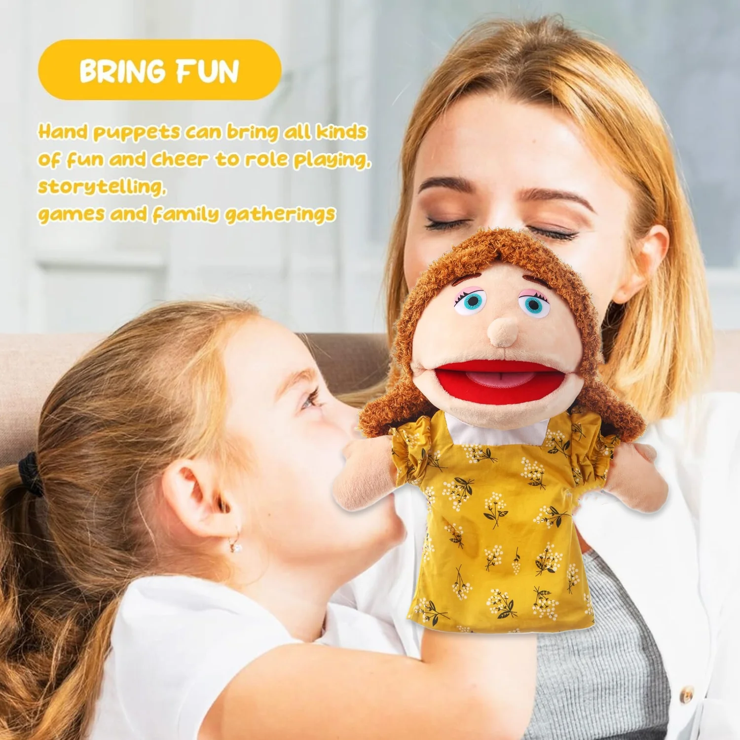 Mather Handpuppen – Weiche Plüsch-Handpuppen, interaktives Rollenspiel-Spielzeug zum Geschichtenerzählen für Kinder, fantasievolles Spielen