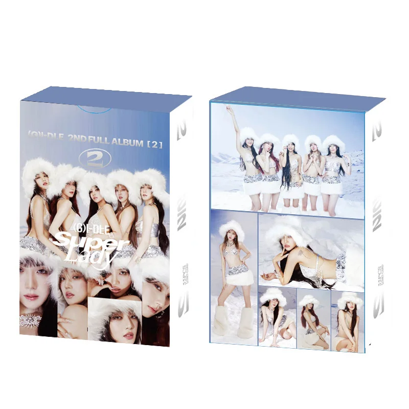 KPOP 55pcs/set(G)I-DLE New Album 2ND LOMO Card MINNIE YUQI SOYEON SHUHUA Postcard 3 Inch Double-sided Card Gidle Photo Card