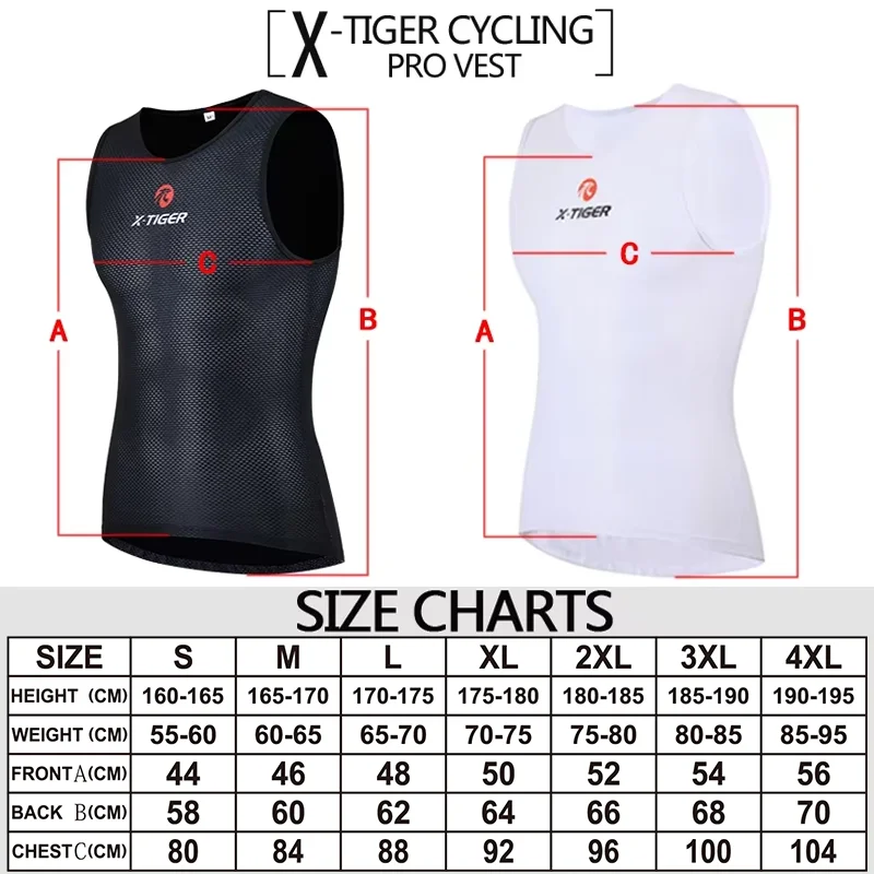X-TIGER Cycling Underwear Men\'s Sleeveless Cycling Vest Cool Mesh Stretch Road Cycling Jersey