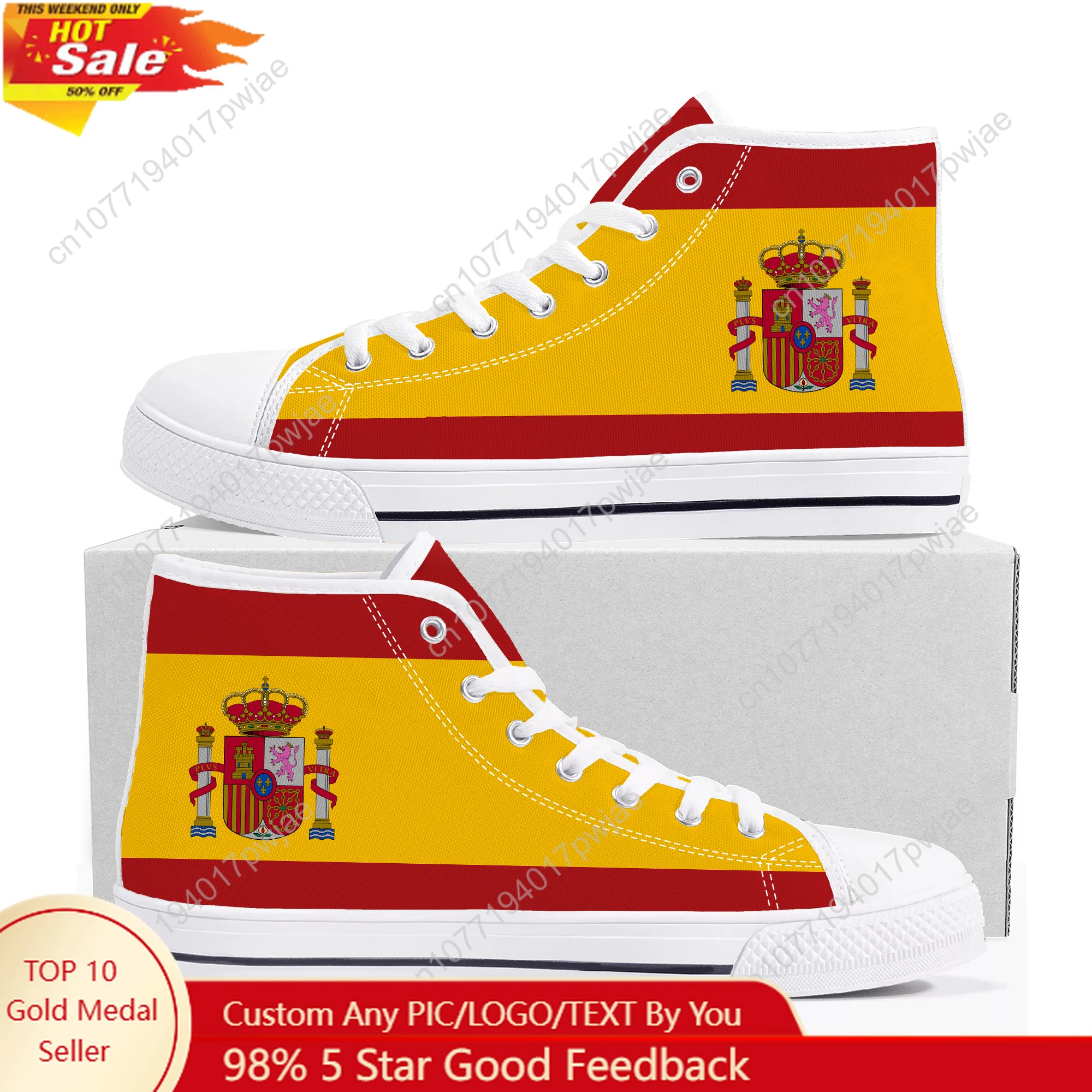 

Spanish National Emblem Vox High Top High Quality Sneakers Mens Womens Lightweight Canvas Sneaker Ghana Casual Custom Shoes