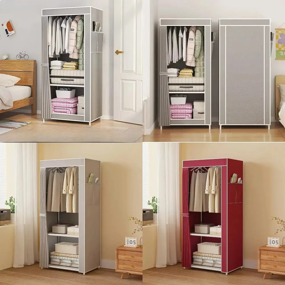 Dustproof Wardrobe Floor Standing Fabric Wardrobes Multilayer Foldable Organizer Closet Large Capacity Bedroom Storage Furniture