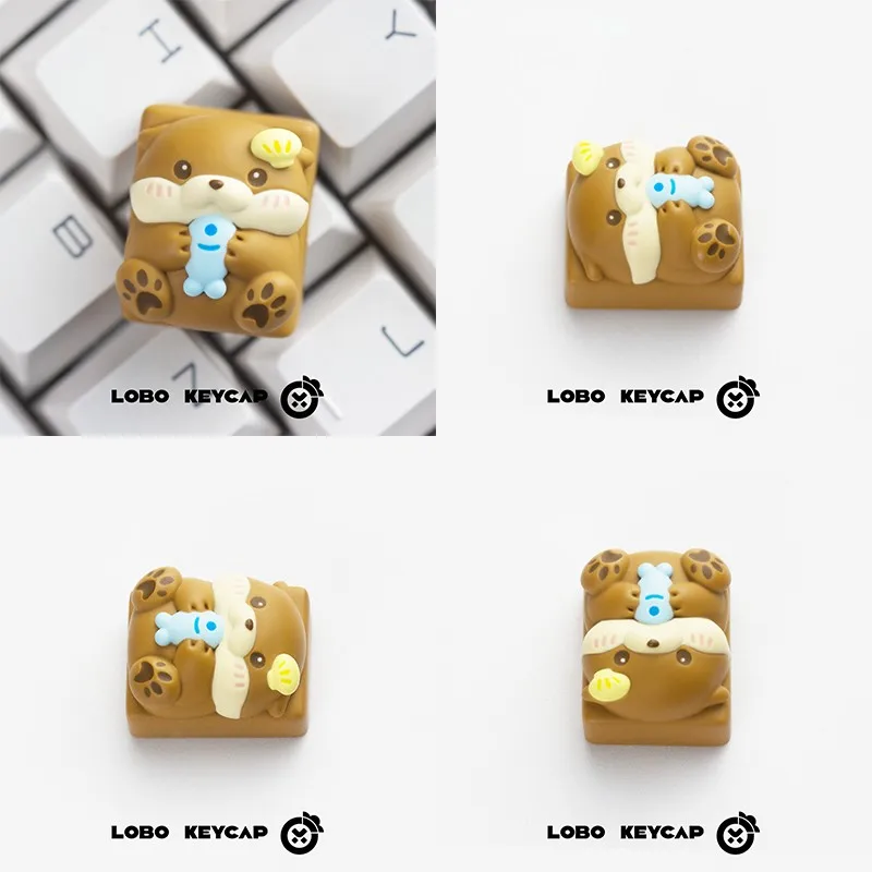 LOBO Cute Otter Keycap 1.25u Hand-made Resin Cute Keycap Mechanical Keyboard Keycaps Customized Gaming Accessories Gifts