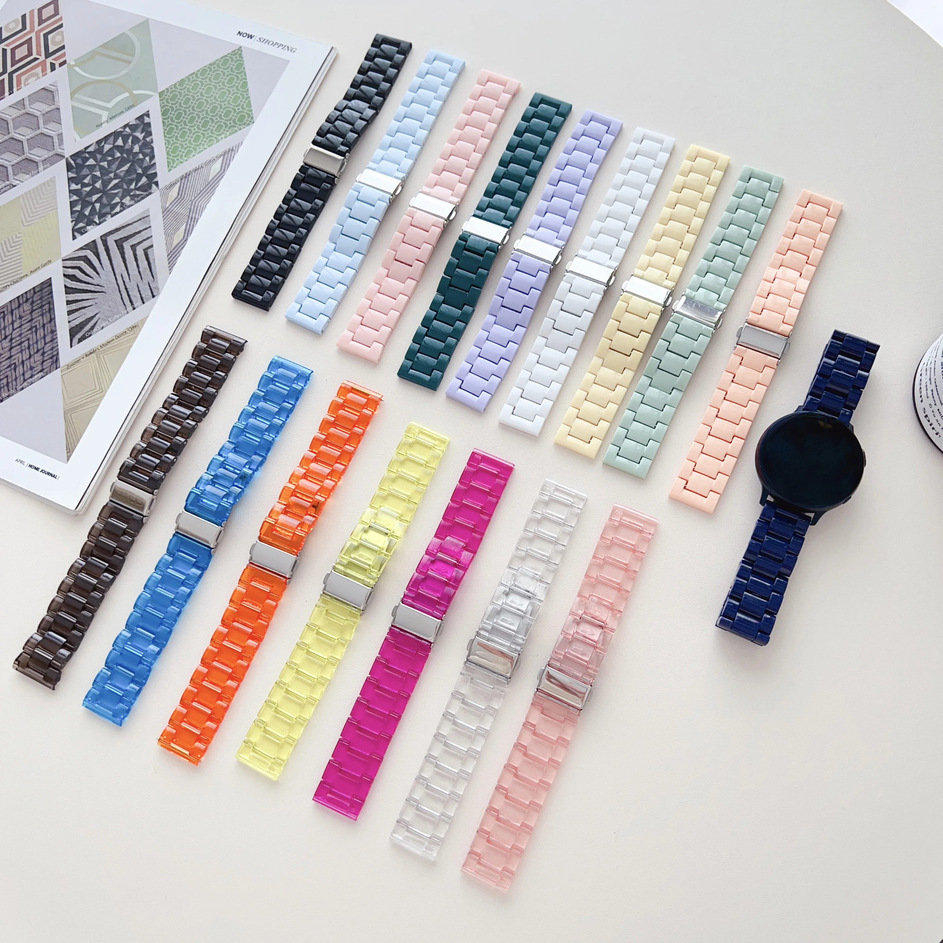 

Ремешок из полимерной смолы ярких цветов 20 мм/22 мм для Samsung Galaxy Watch 5/4 44 мм 40 мм/5 Pro/4 Classic, браслет для Huawei Watch 3 Amazfit GTS