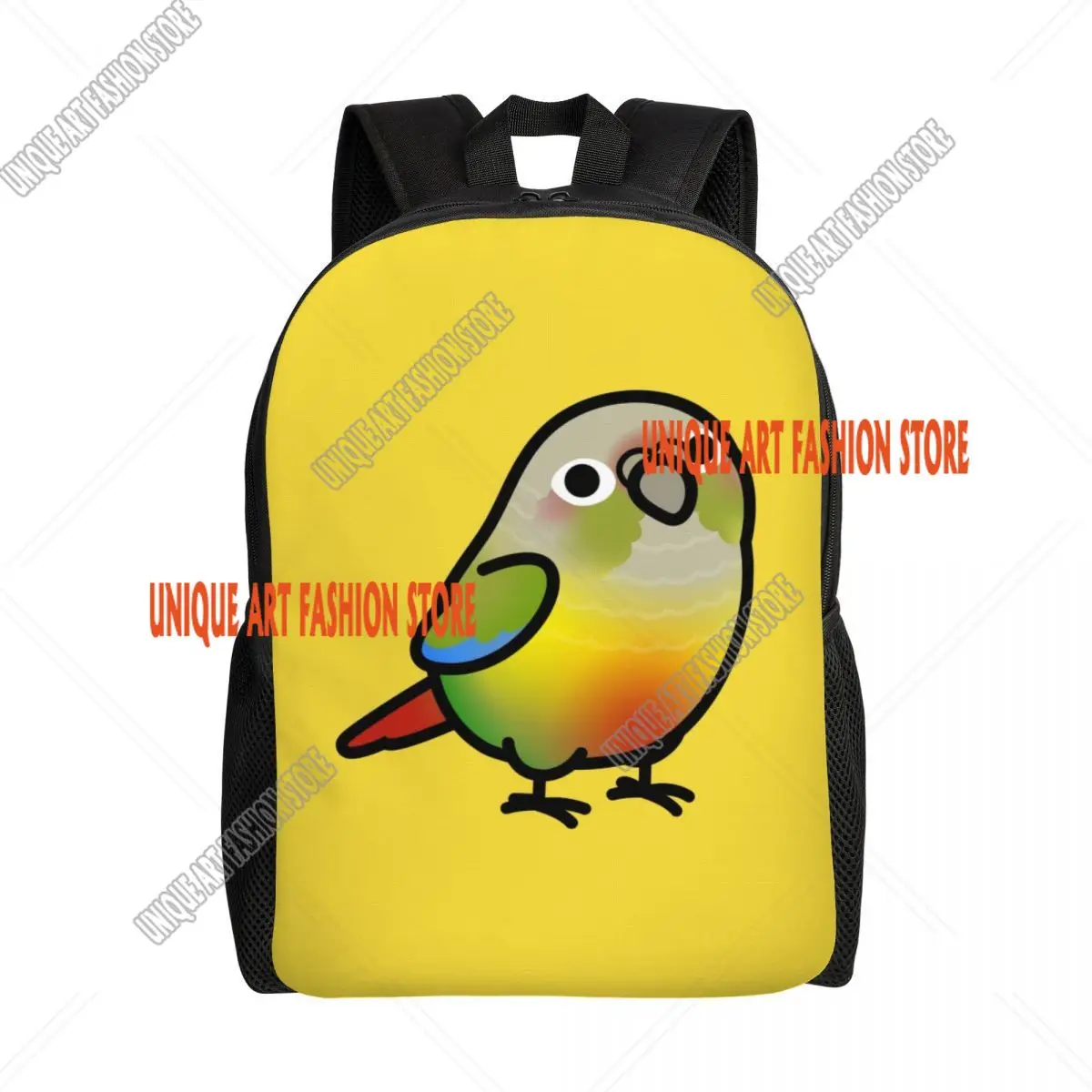 حقيبة ظهر Chubby Pineapple Green Cheek Conure للنساء والرجال حقيبة كتب للطلاب الجامعيين تناسب حقائب الكمبيوتر المحمول الببغاء والطيور مقاس 15 بوصة
