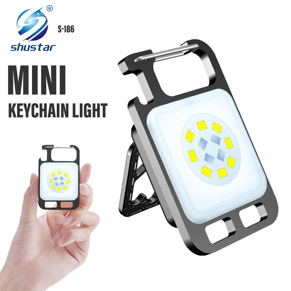 MINI COB llavero linterna lámpara de carga luces de Camping con imán 4 modos de iluminación para Camping, uso doméstico, Etc.