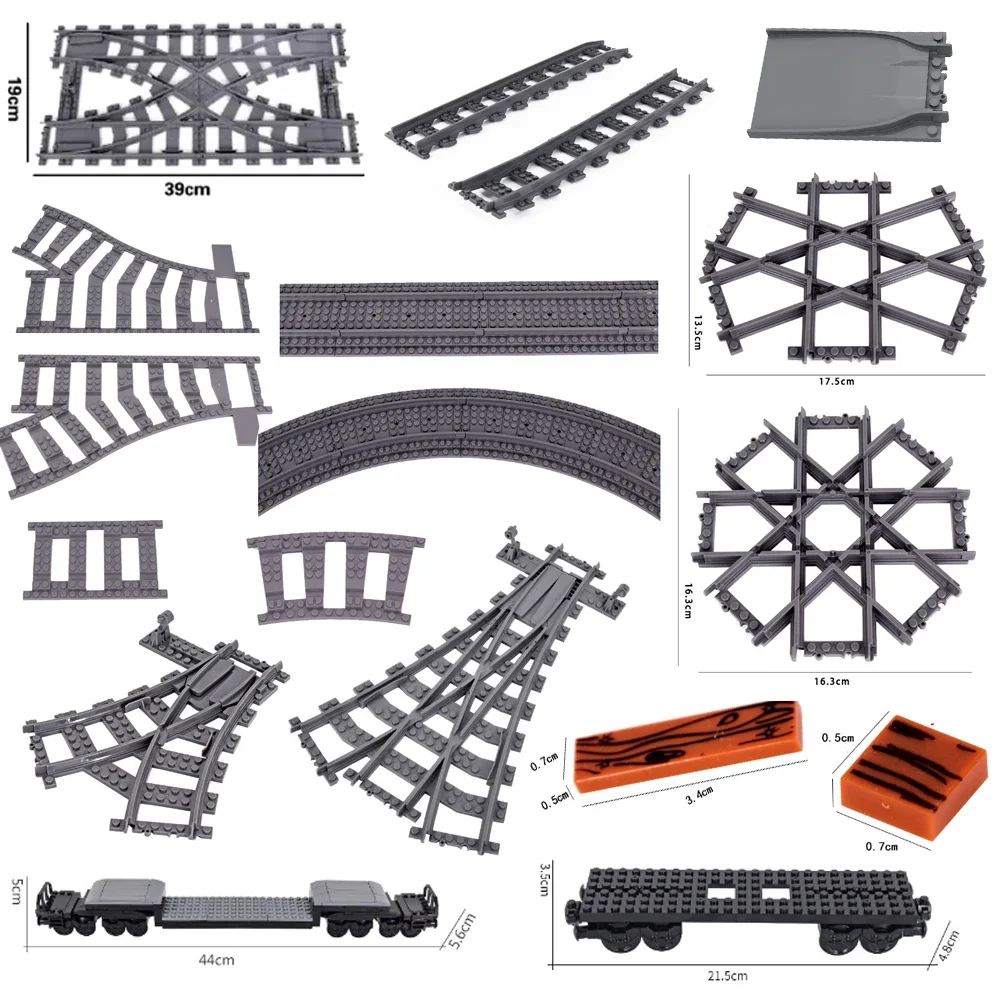 

Новые железнодорожные пути для городского поезда, гибкие переключаемые рельсы, поперечные Раздвоенные прямые изогнутые строительные блоки, игрушечные кирпичи, совместимый бренд
