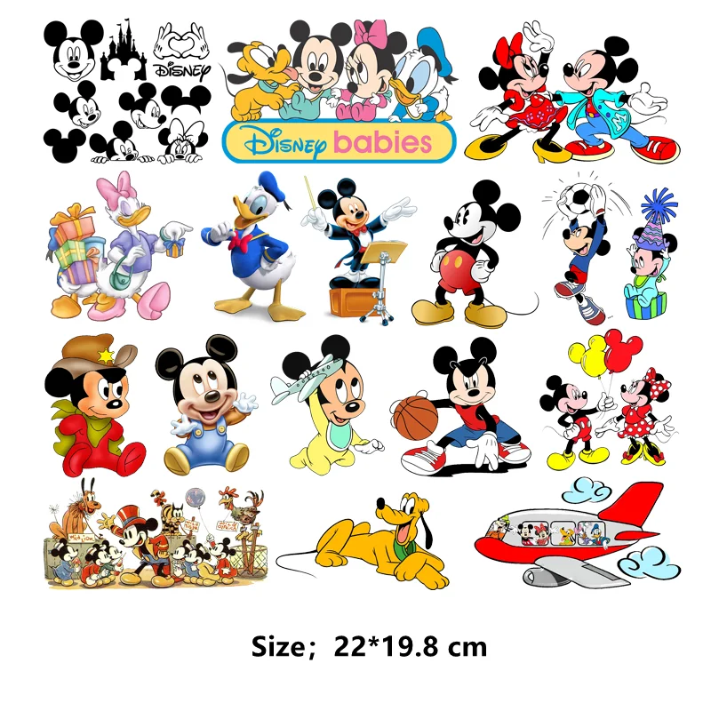 Disney MICKEY MOUSE Small stickers for children\'s clothing Iron on patches heat transfer vinyl