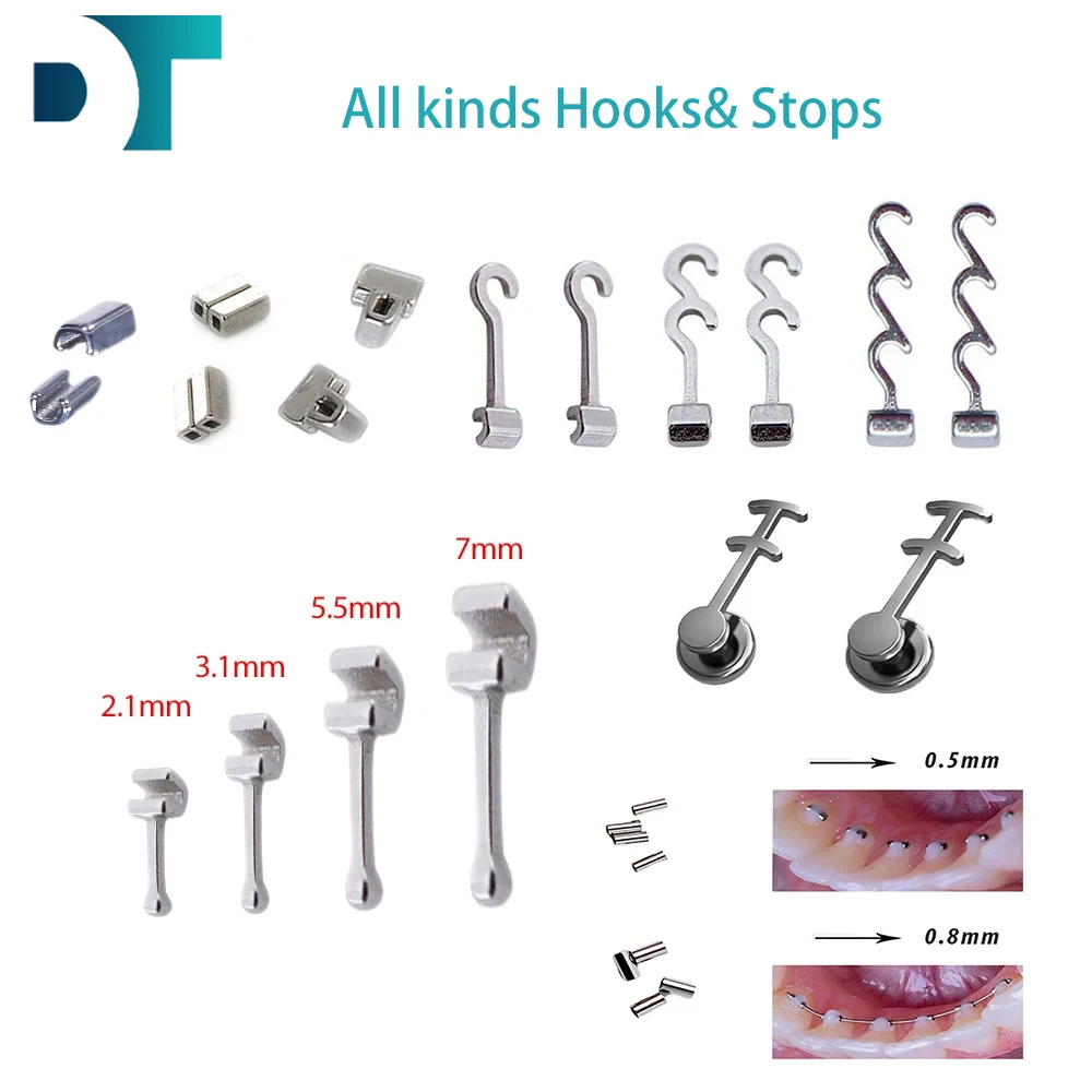 Orthodontic Crimpable Hooks Ball Traction Hook Cross Tube Mini Stops Fix on ArchWires for Orthodontic Treatment 10pcs/Bag