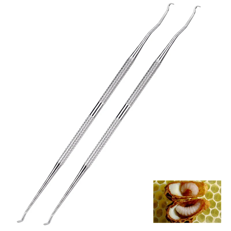 2Pcs Stainless Steel Bee queen larva transferring needle Bee Larvae Retractable Grafting Tools Rearing Beekeeping Tools