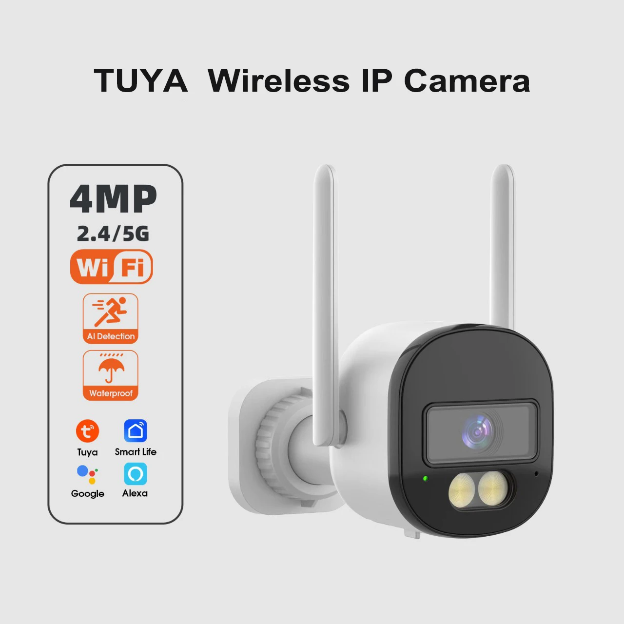 Tuya IP Camera Human Detect Alarm Area AI Track Dual Band 4MP WiFi CCTV IP66 Color Night Vision Smartlife Work With Alexa Google