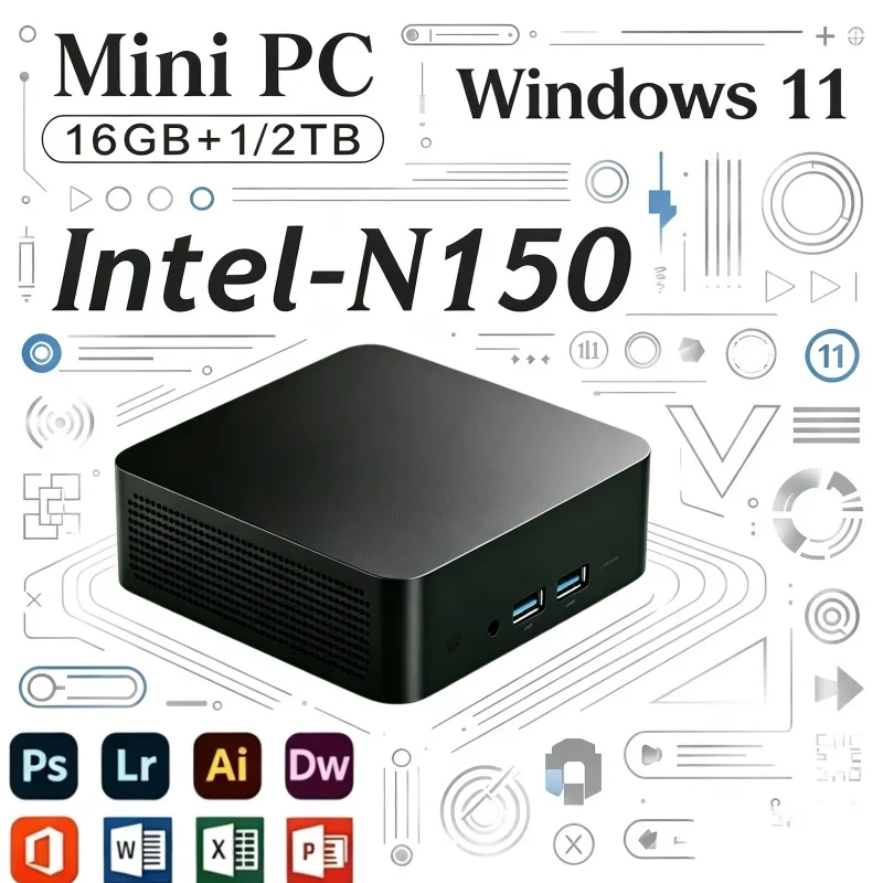 2026 Smart Core N150 MINI PC Windows 11 Smooth Touch Pocket Sized Console RAM 1TB SSD WIFI 6 BT5.2 4K HD Mini Gaming