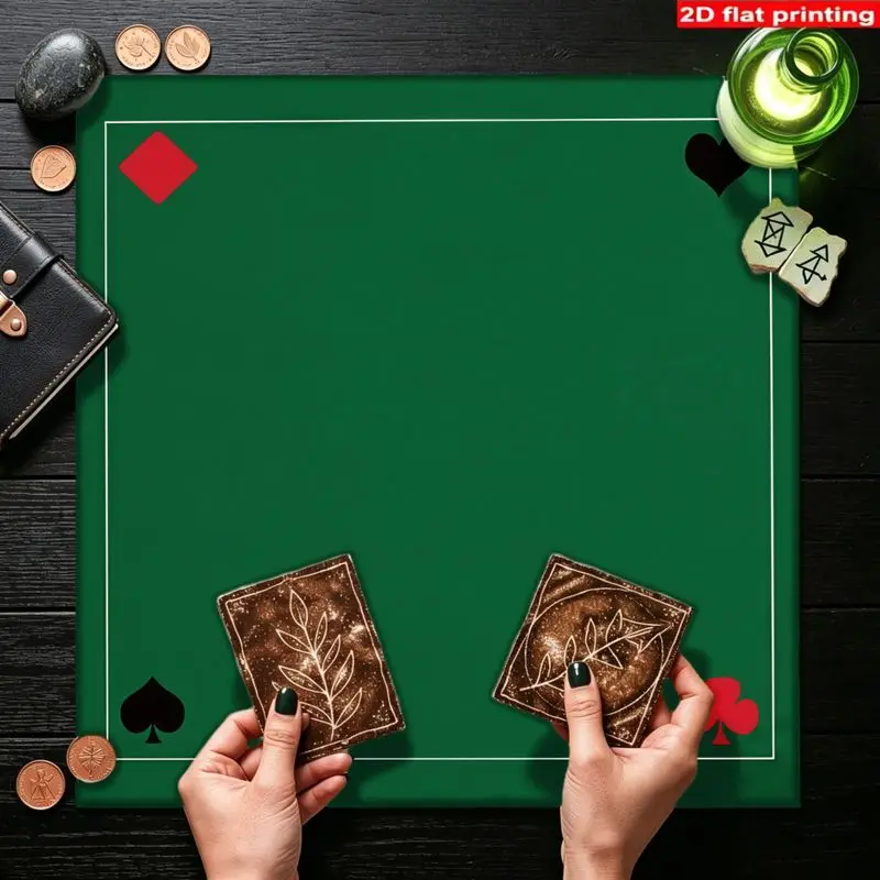 50/75/110/137cm Classic Green Poker Colors Tarot Tablecloth Altar Divination Spiritual Underworld Desktop Layout Polyester Mat