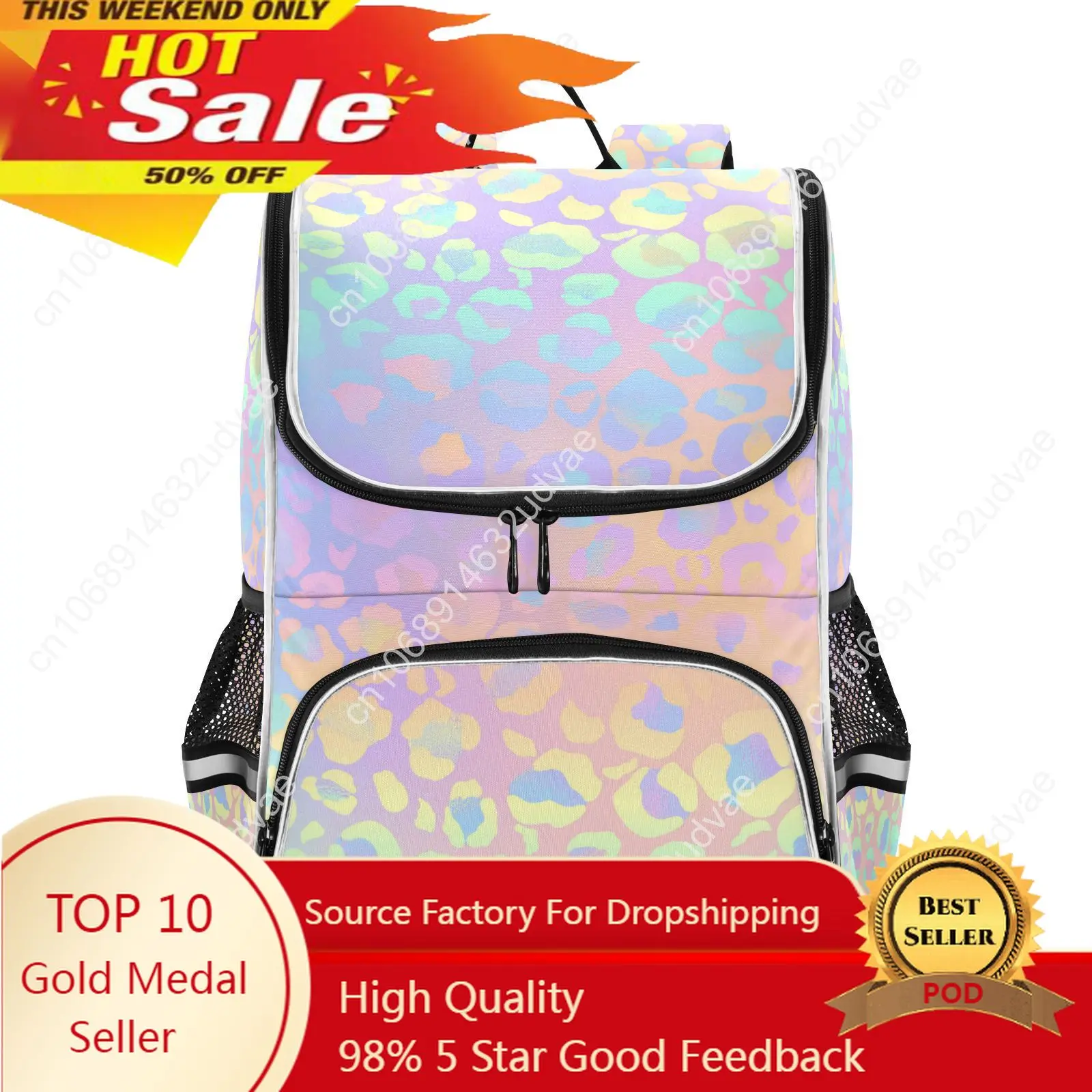 

New Schoolbag Children Backpack Girl Primary Rainbow Leopard Tie-dye Reflective Stripe Book Bag Multi Pockets Japanese Backpacks