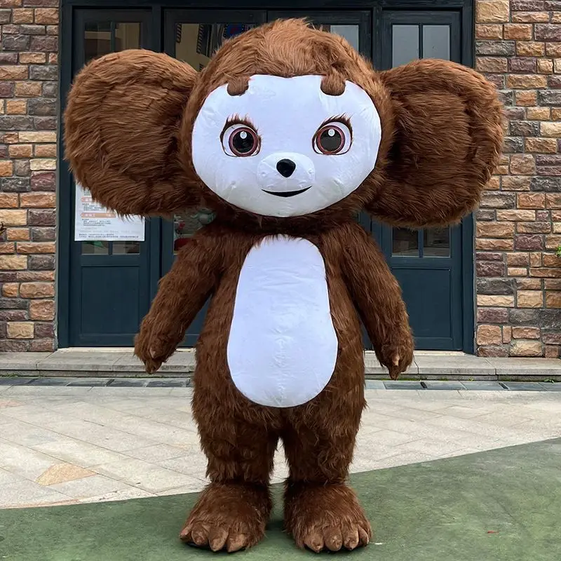 Costume da mascotte Cheburashka gonfiabile da 2 m/2,6 m, bambola da passeggio con scimmia con grandi orecchie carine per la pubblicità e abiti di Halloween senza batteria