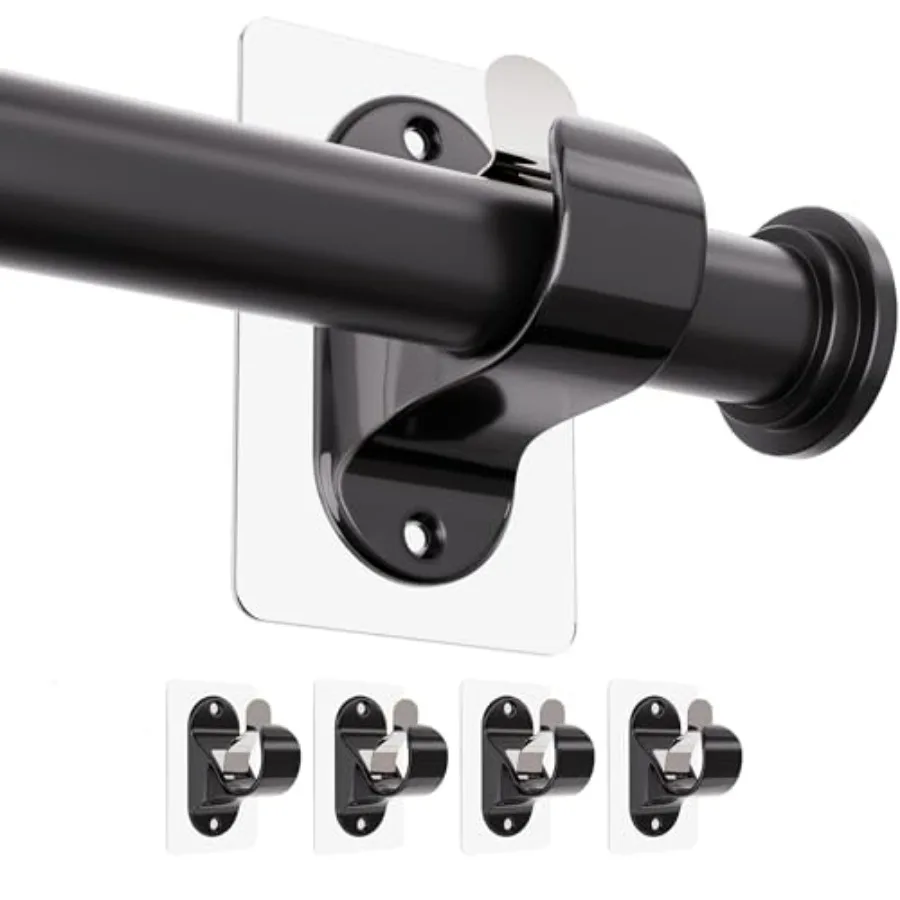 Support de tringle à rideaux sans perçage, fixation autocollante forte pour salle de bain, cuisine, salon, commode de chambre