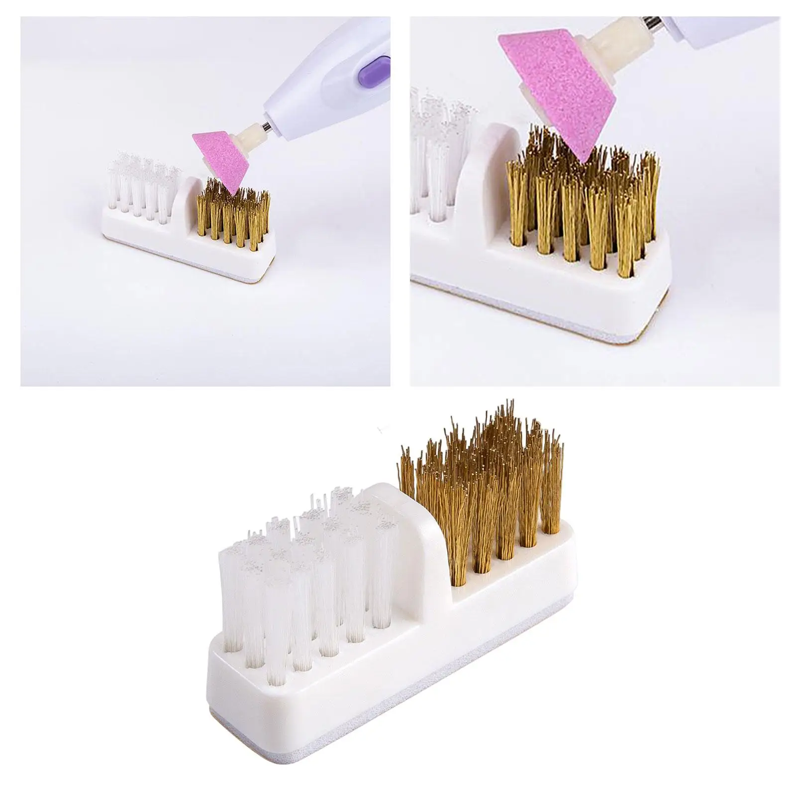 2x Przenośny Frez do Paznokci z Szczotką, Drut Stalowy i Miękkie Szczotki, Głowica Frezu Dwufunkcyjna