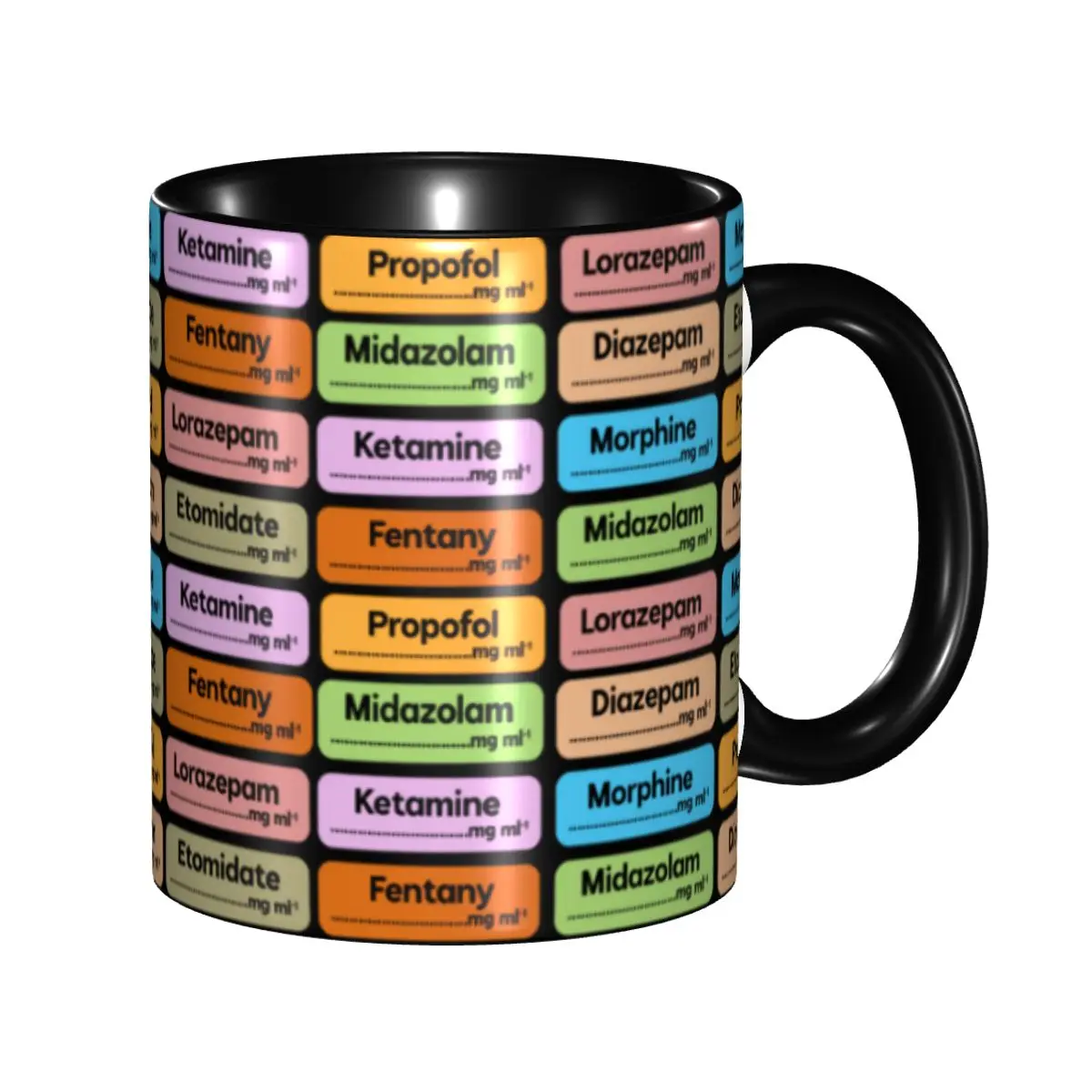 Anesthesia Drugs Color Coded Syringe Labels Mugs Personalized Ceramic Coffee Mug Creative Gift