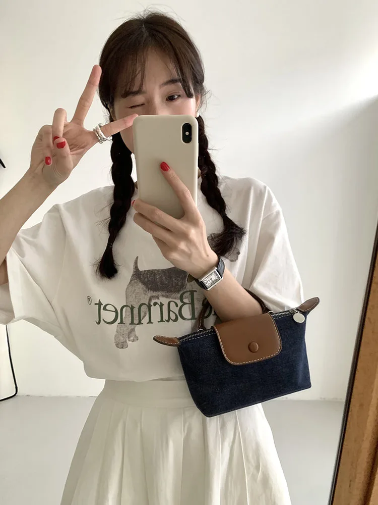 

Whiterm Korean Sle Spring Summer New Denim Patchwork Dumpling Bag Versatile Single oulder Slant Cross Bag for Youth