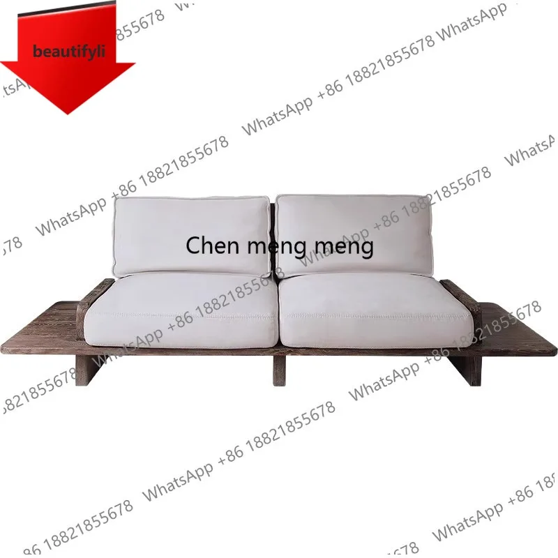 

01A Диван-софа Wabi Sandy Wind из массива дерева, прямой, для отелей B&B, напольный, с откидной спинкой, двухместный, для гостиной