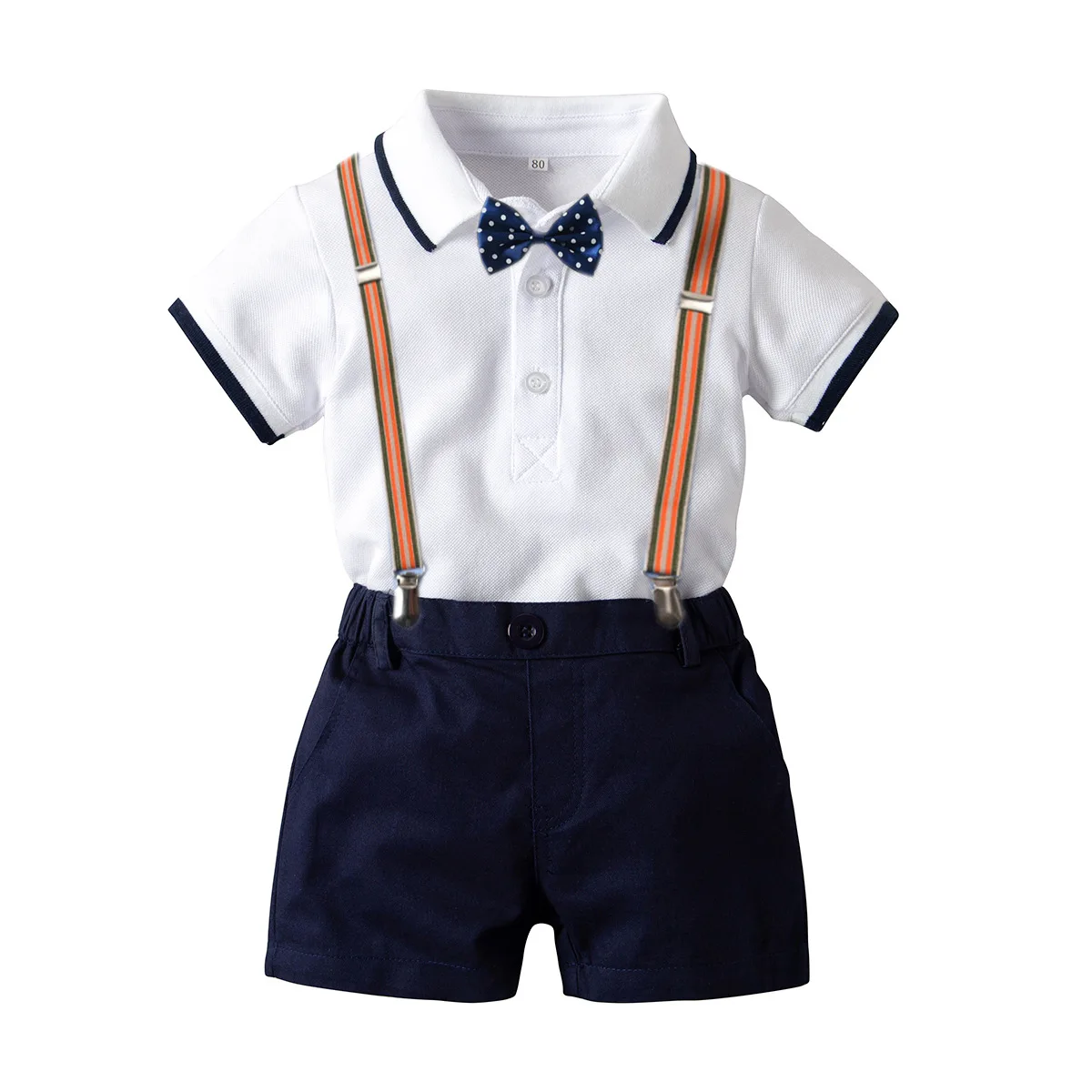 Newborn Baby Boy Bow Formal Romper Clothes Suits Gentleman Party Suit Soft Cotton Jumpsuit + Suspender Pants Infant Toddler Set