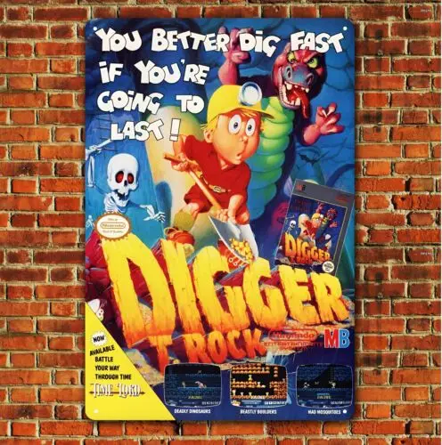 Digger T-Rock Retro Video Game Metal Poster - 20x30cm (8x12 inch)-Aluminum
