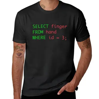 Tee-shirt homme, vêtement masculin, avec humour de requête SQL, sélectionner le doigt de la main où id = 3