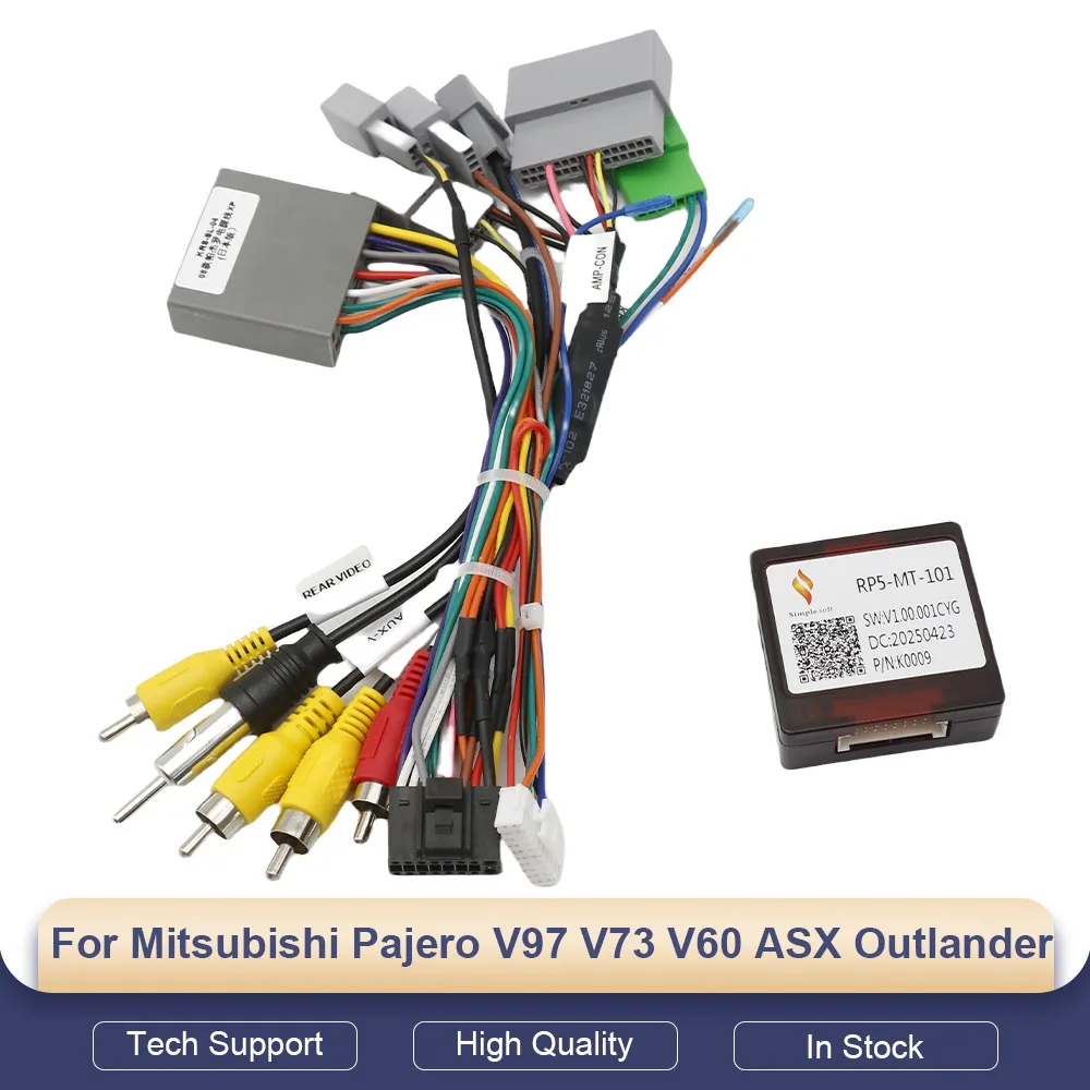 16Pin Car Wiring Harness Adapter For Mitsubishi Pajero V97 V73 V60 ASX Outlander RP5-MT-101 Canbus Box Decoder