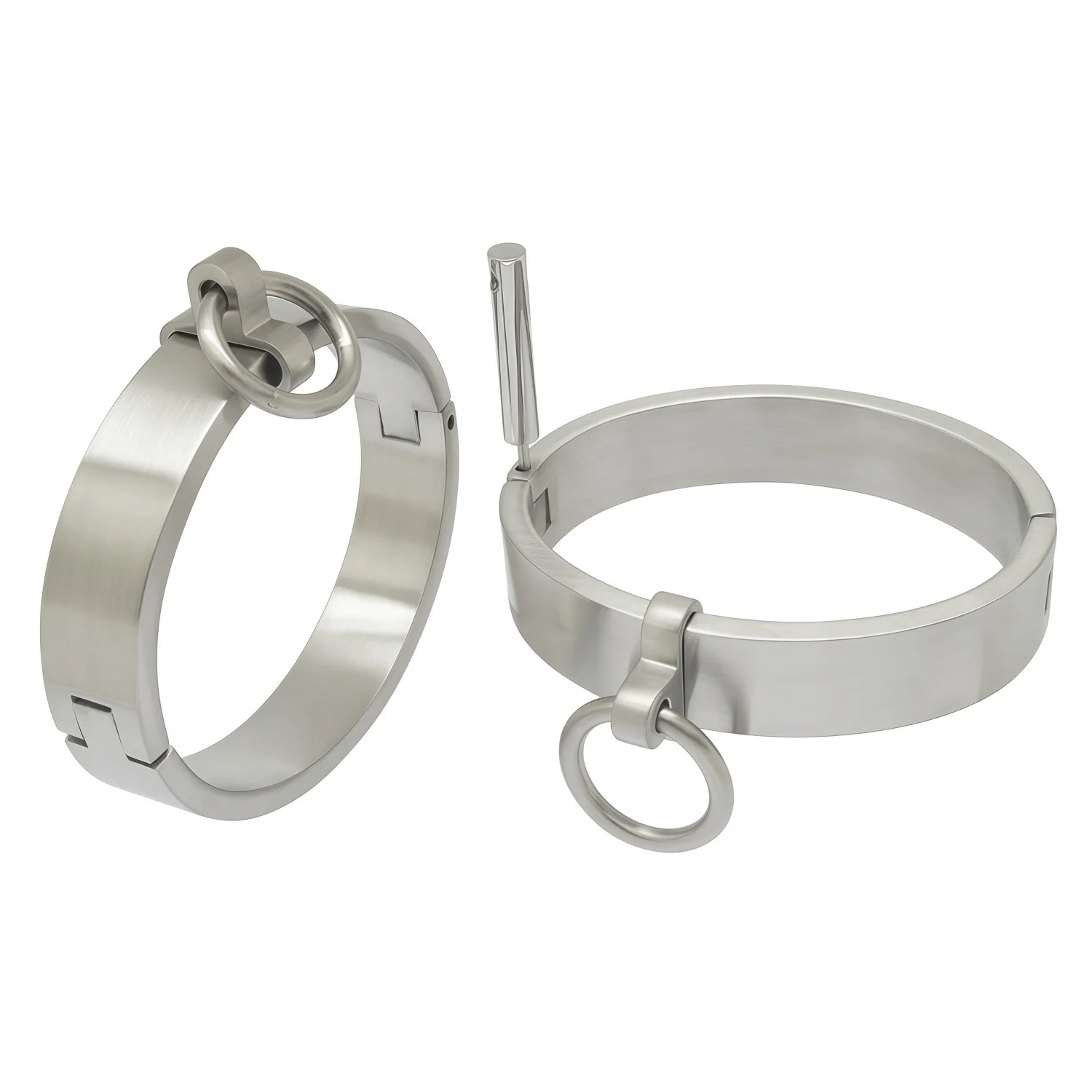 Matt Brushed Stainless Steel Wrist Ankle Cuffs Lockable with Screw Slave Bangle Bracelets Jewelry
