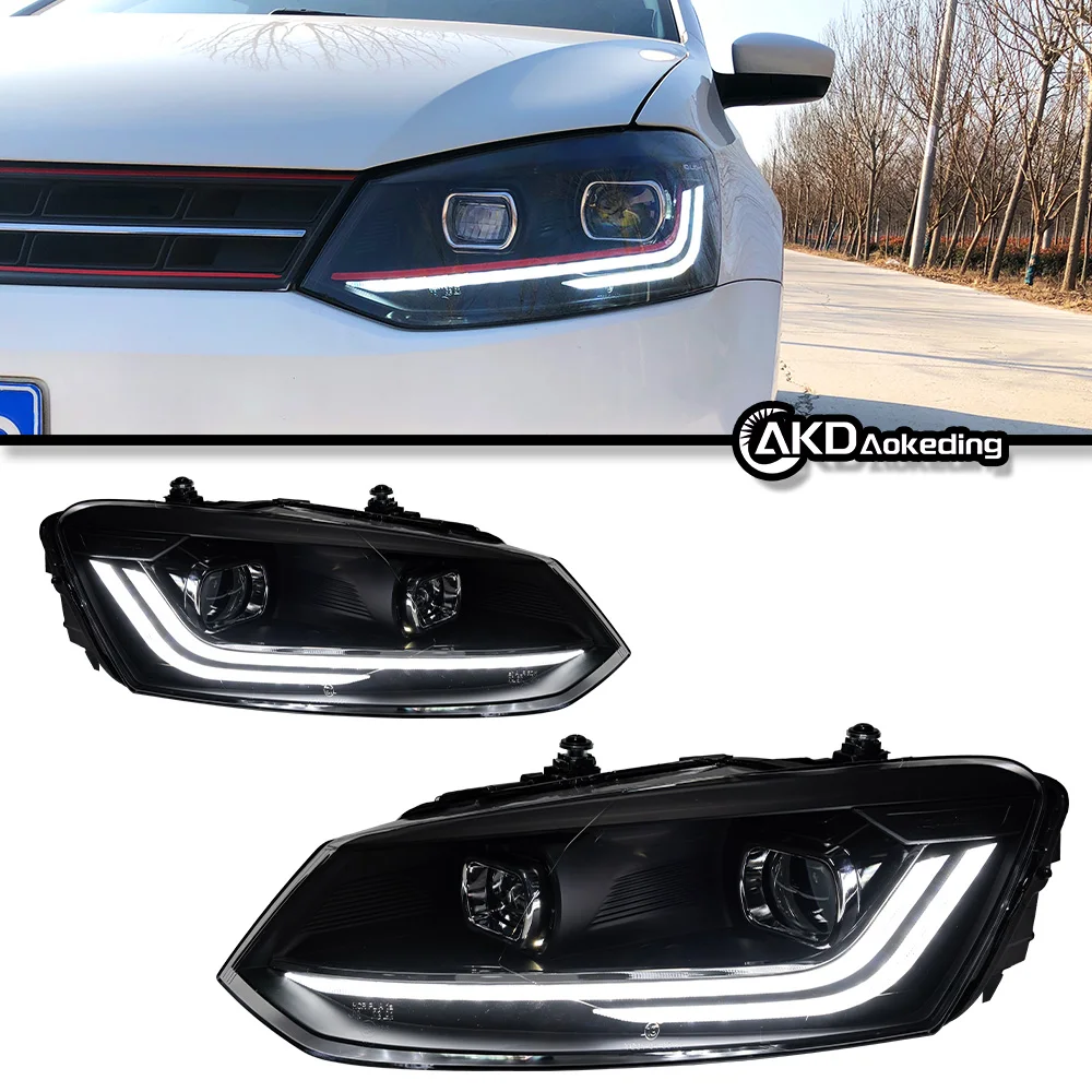 Car Light For VW Polo 2009-2021 Dynamic Signal LED Headlights DRL Automotive Accessories With Projector Lens Head Lamp Bulb Type