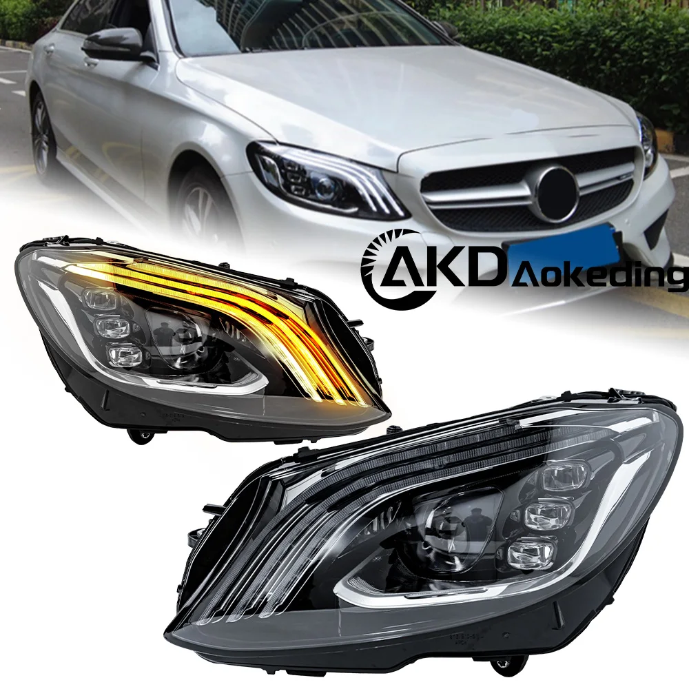 

AKD Автомобиль для Benz W205 2014-2020 Фары DRL Hella 12V H7 Светодиодные биксеноновые лампы Противотуманные фары Инструменты 2 шт. C200 C300 Автомобили Аксессуары
