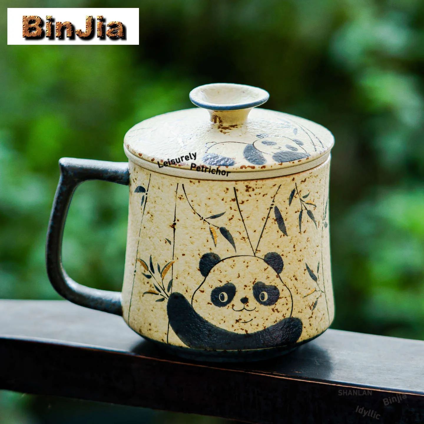 310ml Hand Painted Panda Filter Tea Separator Cup Antique Tea Mug With Infuser Tea Soaking Office Water Cup Teaware Ornaments