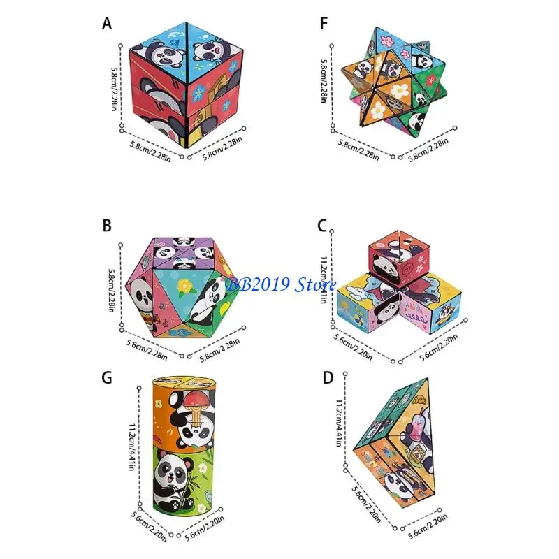 Q0KB Interaktive Flip-Fold-Würfel mit entzückendem Panda-Thema, Konzentrationshilfe