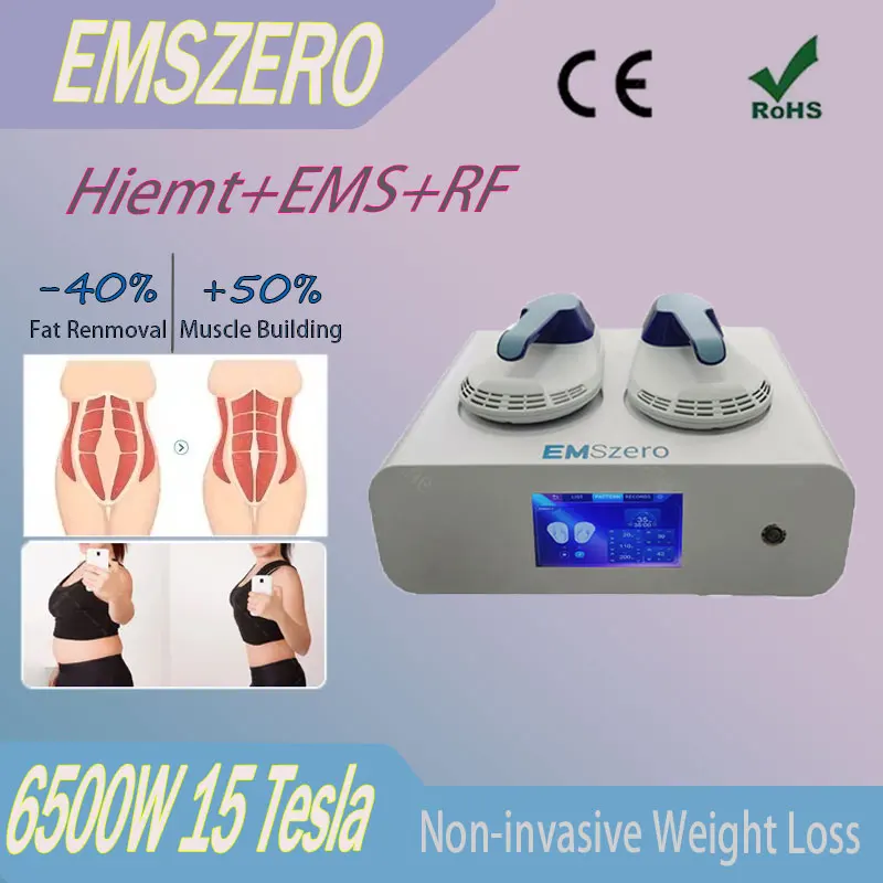 

2024 portable EMS shaping muscle building and fat reduction 6500W 15 Tesla EMSZERO RF electromagnetic slimming machine