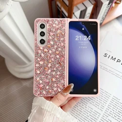 Phone Case For Samsung Galaxy Z Fold7 6 5 4 3 5G Rhinestone Glitter Sequins Trim Soft TPU Frame Shockproof Back Cover