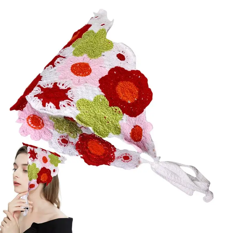 Knit Headbands For Women Crochet Bandanas Floral Bandana Headband Tie Knitted Headscarf Hair Bandanas For Women Girls Head