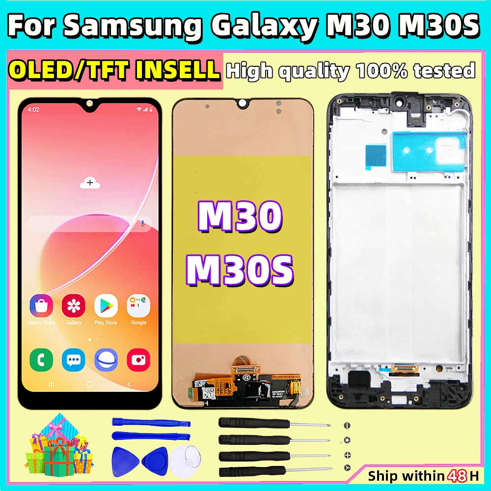 OLED LCD For Samsung Galaxy M 30M 305M 30 SM 307 2019 LCD Display Touch Digitizer Assembly For M305F M307F LCD With Frame