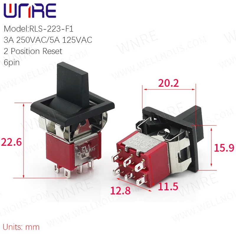RLS-223-F1 Double Reset 6pin Rocker Switch Home Appliance Electronic Products Car Modification Aaccessories Button Toggle Switch