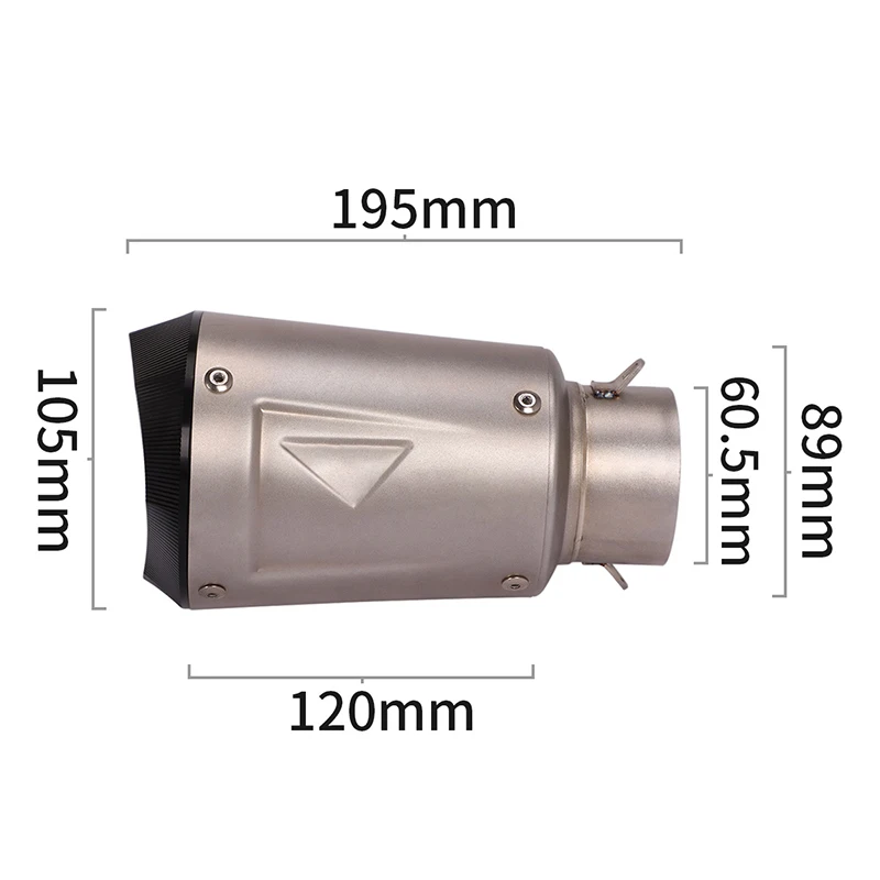 Exhaust Escape Universal 61MM Titanium Alloy Motorcycle Muffler Silencer Pipe Stainless Steel 195m Lenght Moto Tips End Can