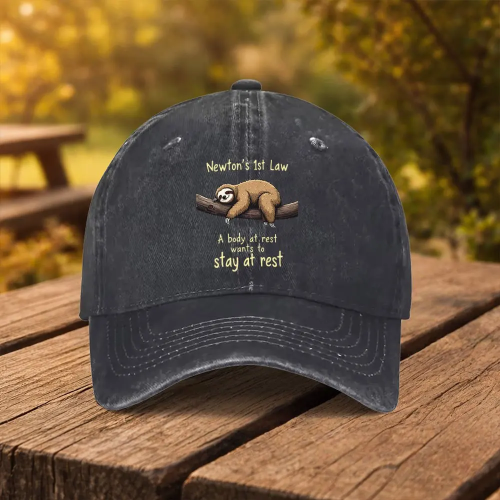 Newton'S First Law Sloth Print Baseball Cap, Unisex Fashion Duckbill Hat, Suitable for Outdoor Sports Fitness Travel And Outings
