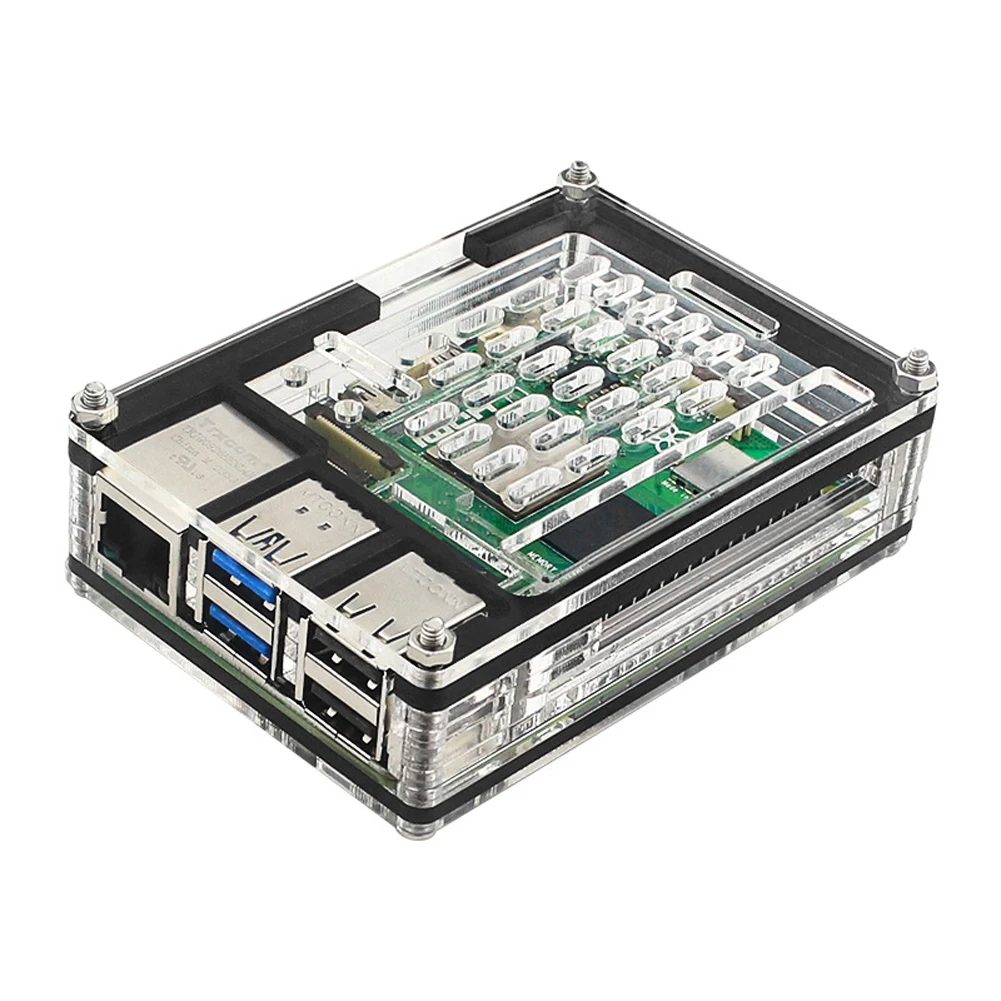 

Transparent Case Support Official Active Cooler 9 Layers Acrylic Enlosure Shell Protective Case Box for Raspberry Pi 5 4GB/8GB
