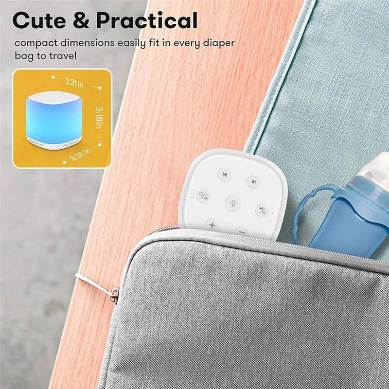 ABVJ-Macchina antirumore bianca con luce notturna a 7 colori e 34 suoni di ausilio per il sonno per emozioni rilassanti, promuovere il sonno, macchina sonora