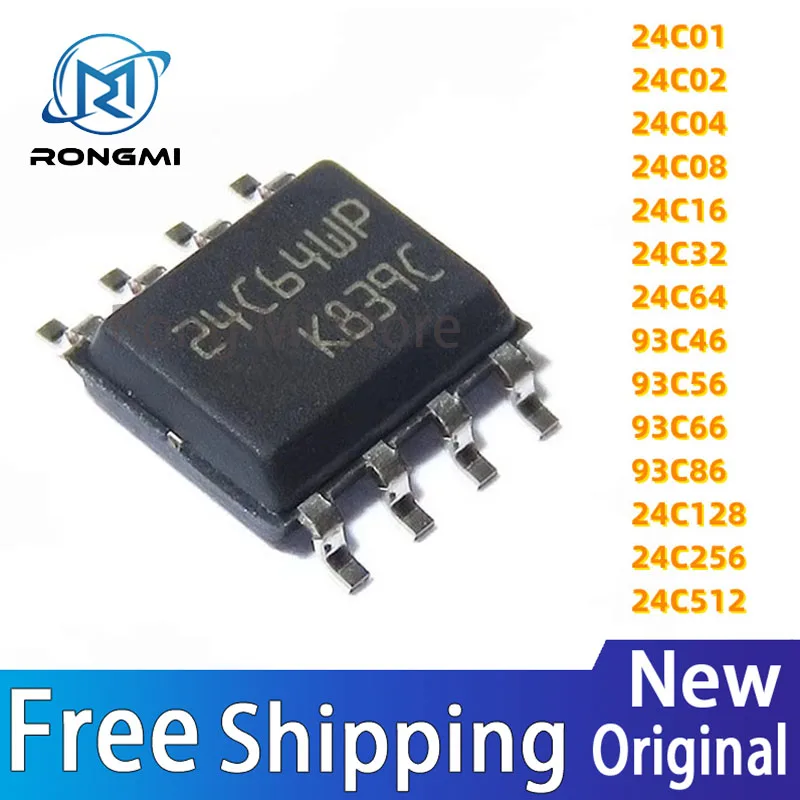 10PCS Neue 24C01 24C02 24C04 24C08 24C16 24C32 24C64 93C46 93C56 93C66 93C86 24C128 24C256 24C512 SOP-8 IC Chip Lager Großhandel