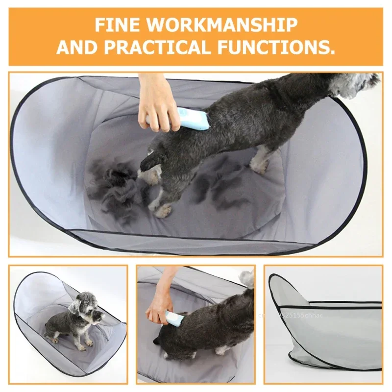 1set Foldable Pet Salon Hair Storage Net Bag Pet Shearing Basket for Shaving for Dog Cat Cleaning Pet Grooming Cleaning Supplies