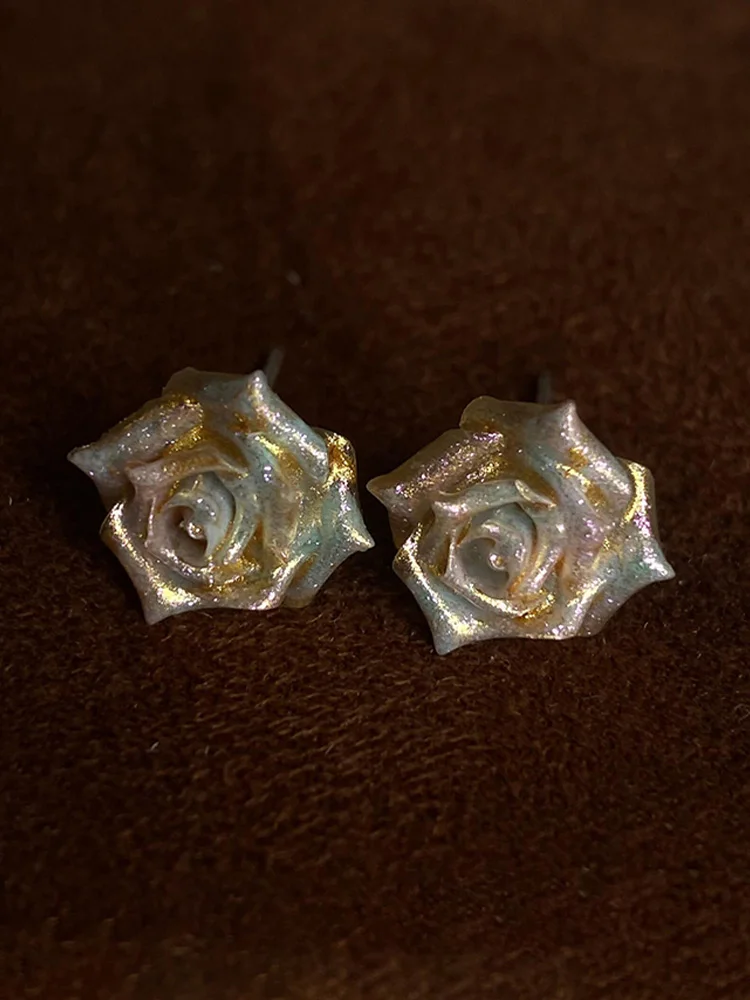 Elegant Mini Rose Earrings Artistic Floral Studs Women's Jewelry with Vintage Aesthetic Perfect for Gifting