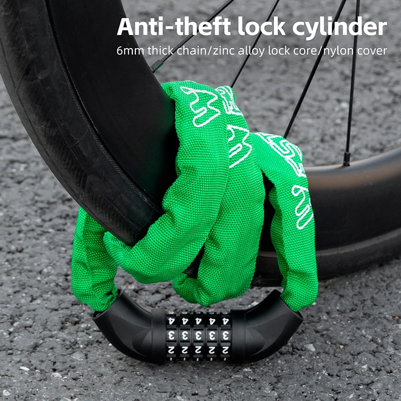 

Fashionable Multicolor Bike Lock 5-Digit Password Anti-Theft Chain Lock Thick Alloy Steel for MTB Road Bike Bike Accessories