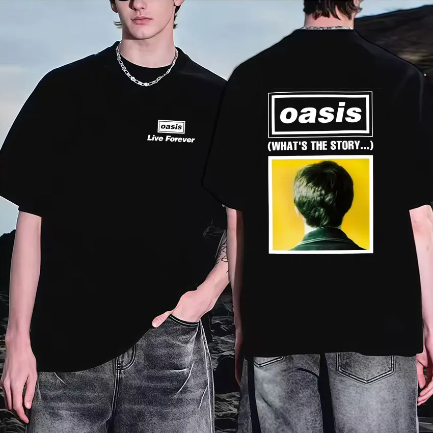Oasis Rock Pop Graphics футболки с короткими рукавами мужская одежда летняя с круглым вырезом новая британская хлопковая свободная модная повседневная футболка унисекс