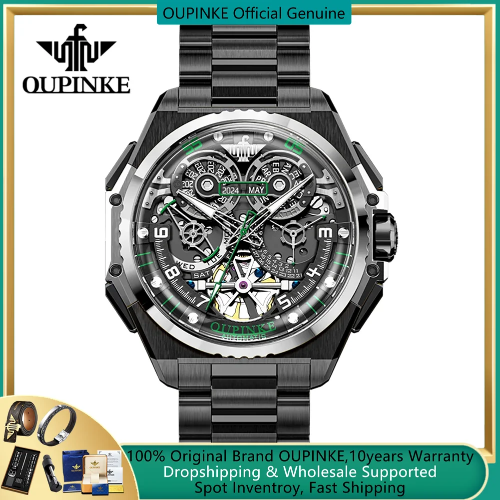 

OUPINKE High-end Luxury Man Watch Italian Designer Collaboration Original Skeleton Hollow Automatic Mechanical Men's Wristwatch