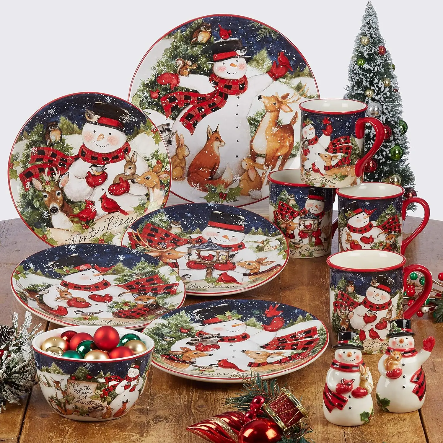 Magic of Christmas Snowman 9" Salad/Dessert Plates, Multicolored, Medium, Set of 4
