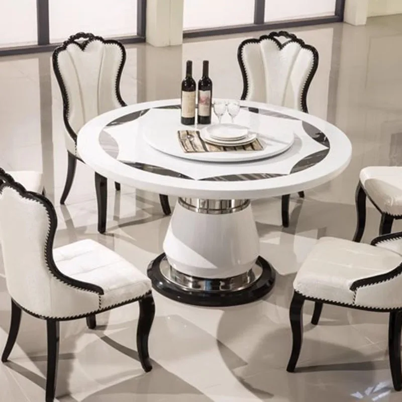 طاولة طعام مستديرة جانبية وحدة تحكم مركزية صالة فاخرة طاولة طعام محمولة خدمة بيسترو Mesas De Jantar أثاث غرفة المعيشة